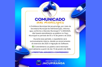 COMUNICADO AOS MUNÍCIPES