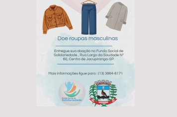 CAMPANHA DE ARRECADAÇÃO DE ROUPAS MASCULINAS