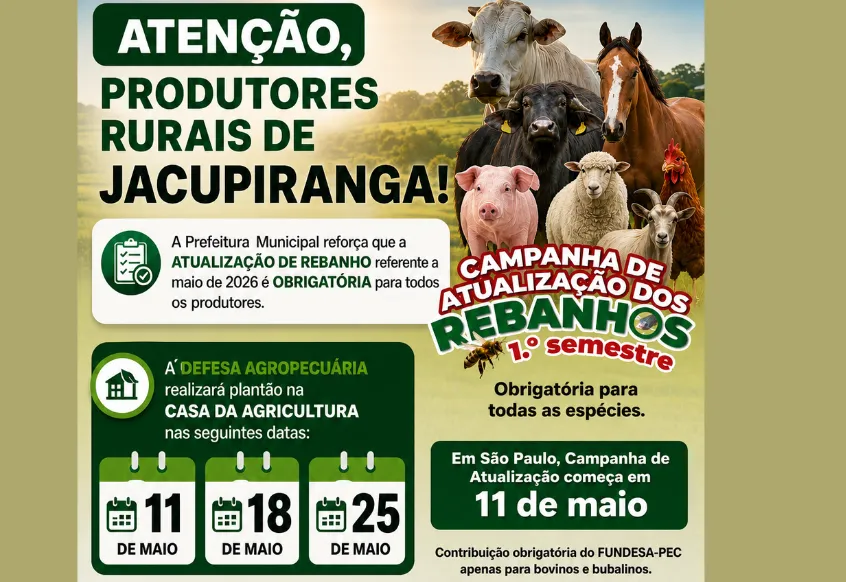 Atenção, produtores rurais de Jacupiranga!