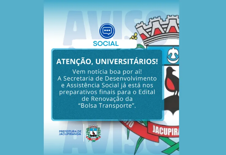 Aviso aos Universitários (Bolsa Transporte 2026)