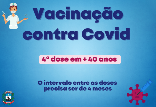 4ª dose da vacina contra Covid-19 já está sendo aplicada nos Postos de Saúde para maiores de 40 anos 